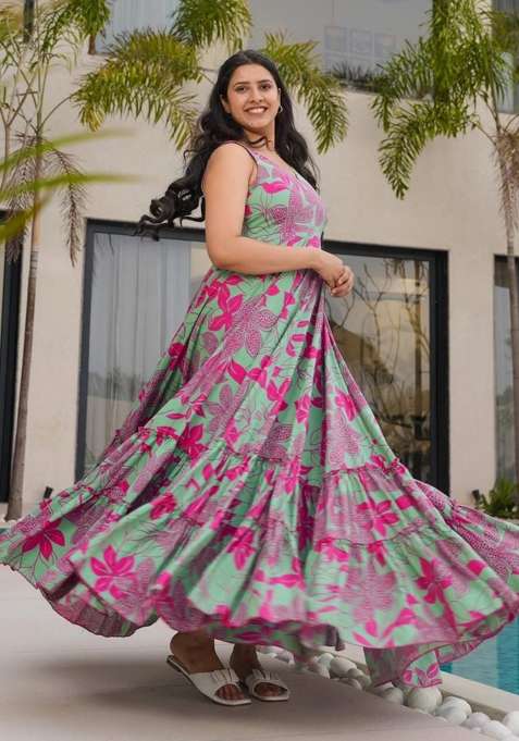 Multicolor Printed Rayon Anarkali