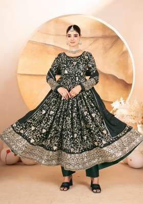 Green Embroidery Georgette Anarkali Set