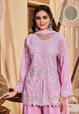 Pink Embroidery Georgette Kurta Set