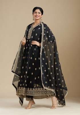 Black Embroidery Georgette Kurta Set