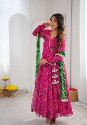 Pink Embroidery Georgette Kurta Set