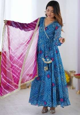 Sky Blue Embroidery Georgette Kurta Set