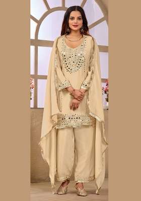 White Embroidery Chinon Kurta Set