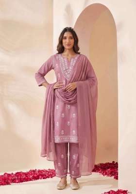 Pink Embroidery Cotton Suit Set