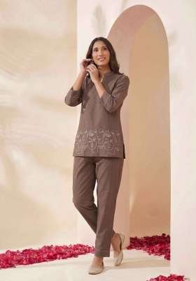 Grey Printed Cotton Kurta Set