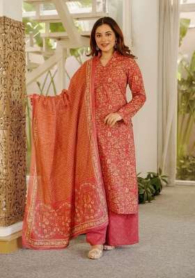 Magenta Printed Cotton Kurta Set