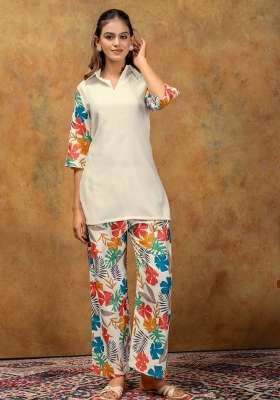 Yellow Printed Cotton Kurta Set