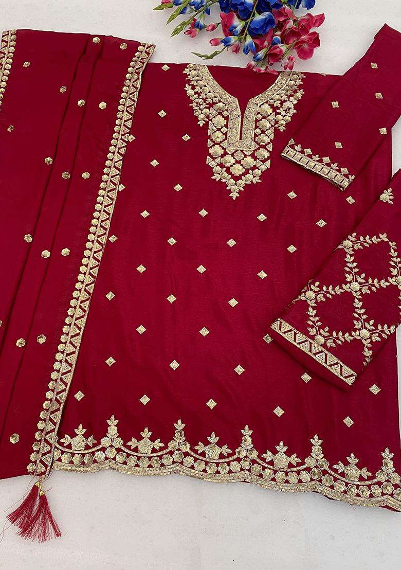 Rani Sequin Work Silk Palazzo Set - Indya