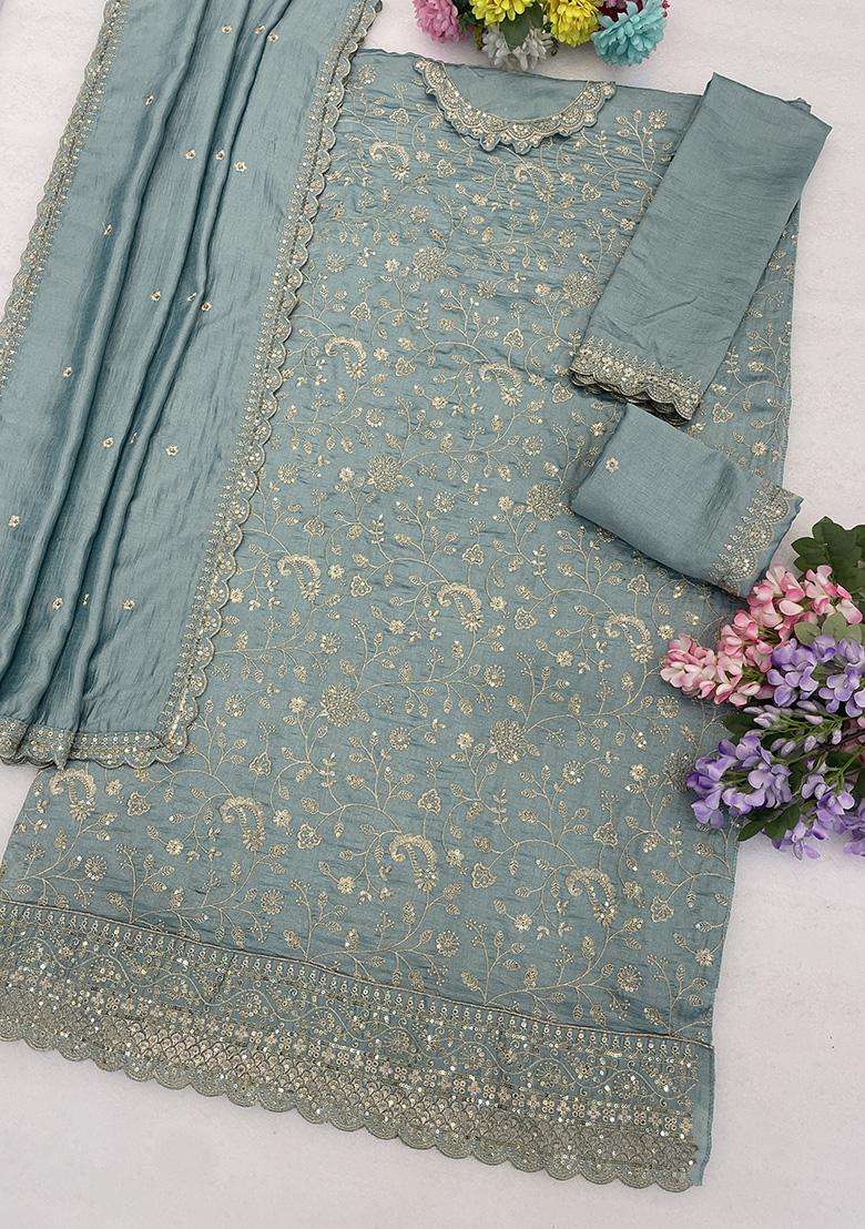 Dusty Floral Print Silk Palazzo Set - Indya