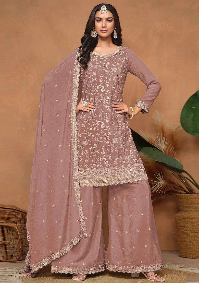 Onion Floral Print Silk Palazzo Set - Indya