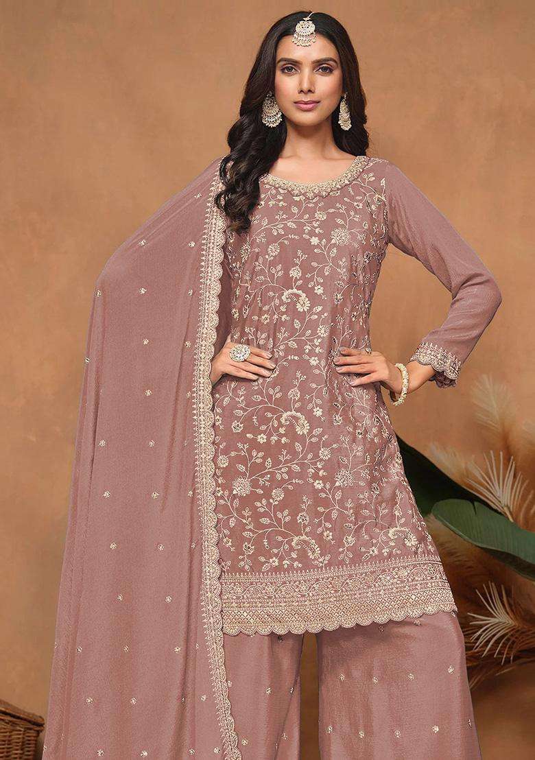Onion Floral Print Silk Palazzo Set - Indya