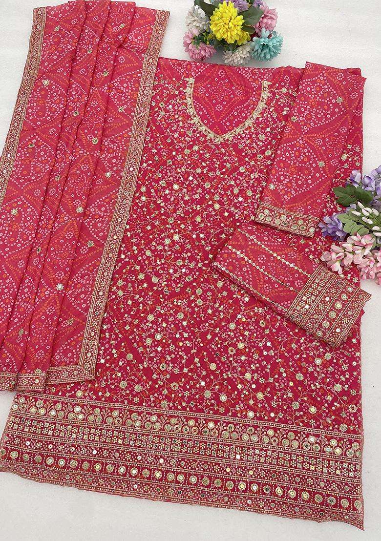 Rani Sequin Work Georgette Sharara Set - Indya