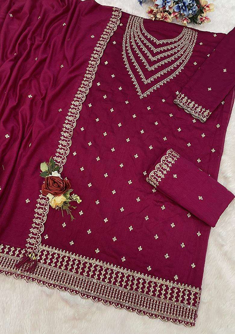 Deep Sequin Work Georgette Palazzo Set - Indya