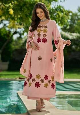 Pink Embroidery Silk Kurta Set