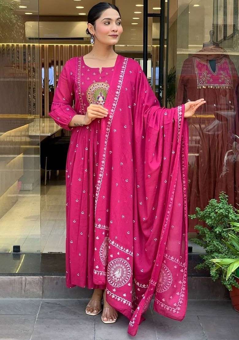 Pink Floral Print Cotton Kurta Set - Indya