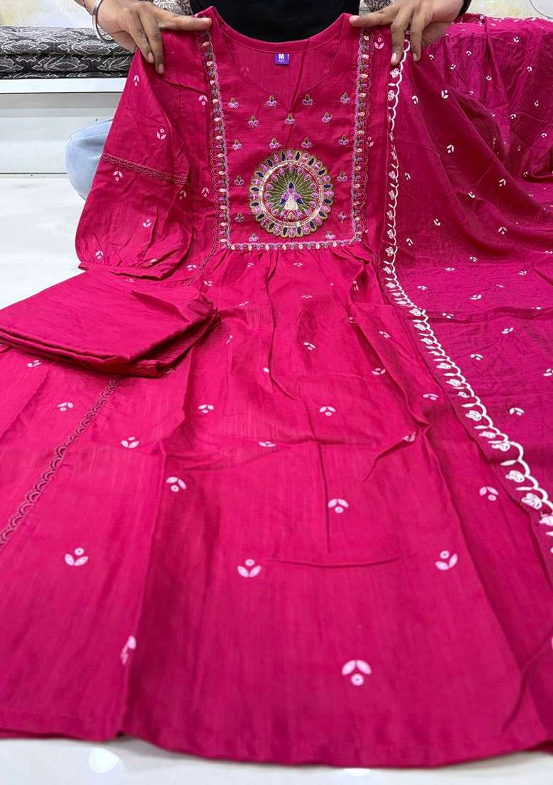 Pink Floral Print Cotton Kurta Set - Indya