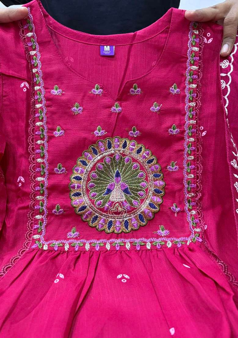 Pink Floral Print Cotton Kurta Set - Indya