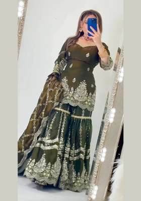Mehendi Embroidery Fendi Sharara Set