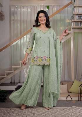 Pista Green Embroidery Fendi Palazzo Set