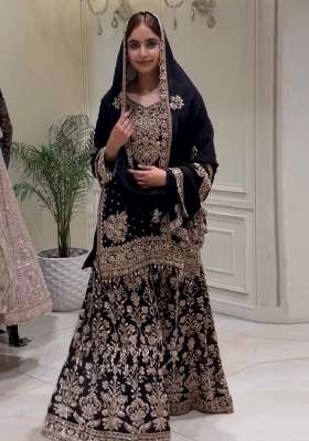 Black Embroidery Georgette Kurta Set