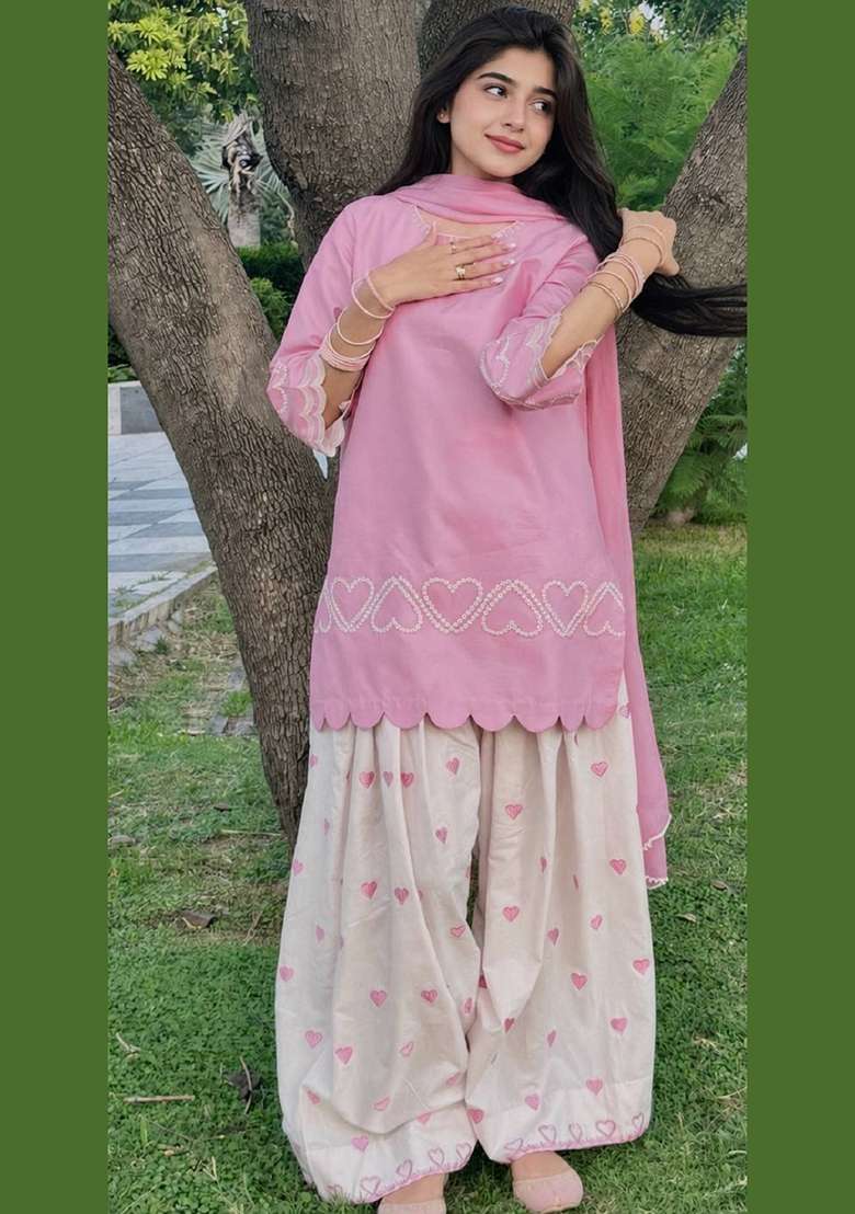 Pink Embroidery Silk Farshi Kurta Set - Indya