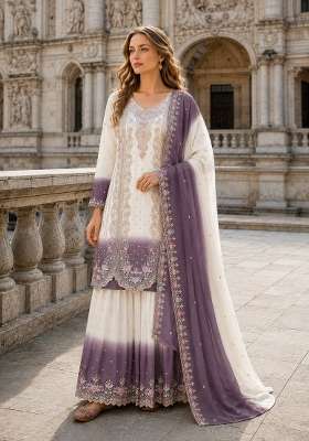 Lavender Embroidery Georgette Kurta Set
