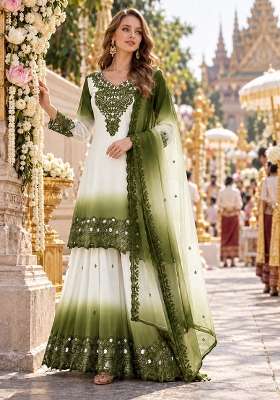 Mehendi Embroidery Georgette Kurta Set