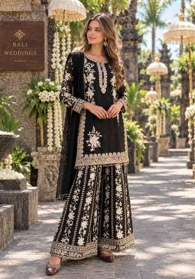 Black Embroidery Georgette Kurta Set