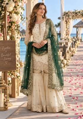 White Embroidery Silk Kurta Set