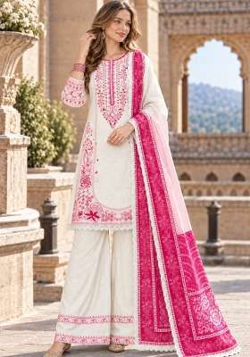 White Embroidery Rayon Kurta Set