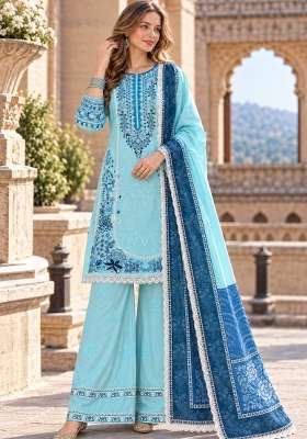 Blue Embroidery Rayon Kurta Set