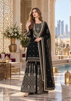 Black Embroidery Georgette Kurta Set