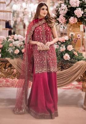 Pink Embroidery Silk Palazzo Set