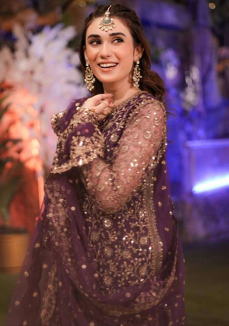 Purple Embroidery Silk Palazzo Set - Indya