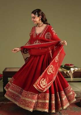 Red Embroidery Silk Palazzo Set