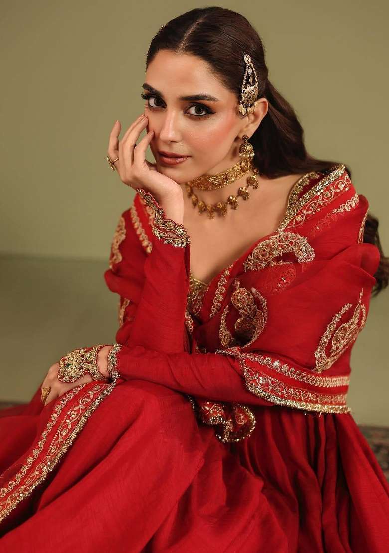 Red Embroidery Silk Palazzo Set - Indya