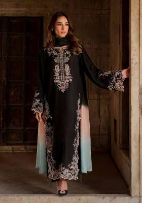Black Embroidery Satin Palazzo Set