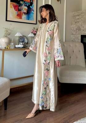 Off White Embroidery Roman Glass Palazzo Set