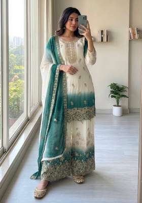 Rama Embroidery Georgette Palazzo Set