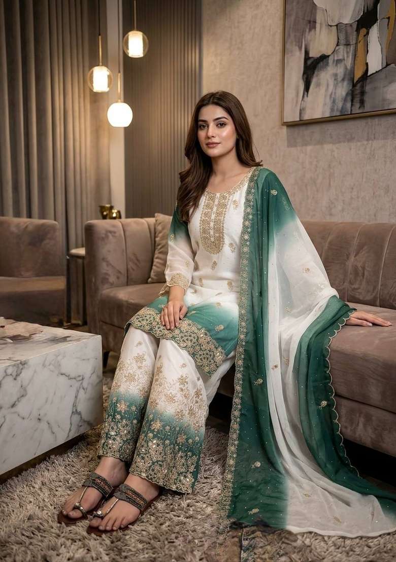 Rama Embroidery Georgette Palazzo Set - Indya