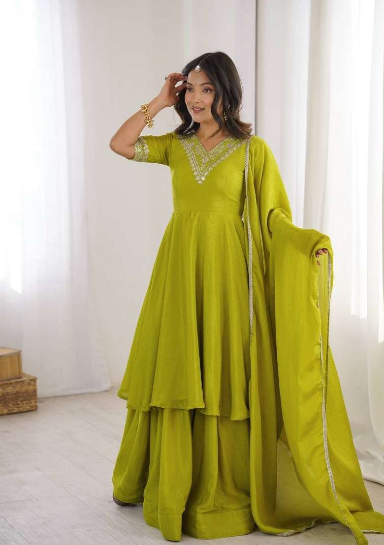 Perrot Embroidery Silk Palazzo Set - Indya