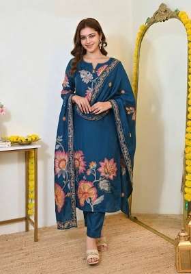 Rama Embroidery Muslin Kurta Set