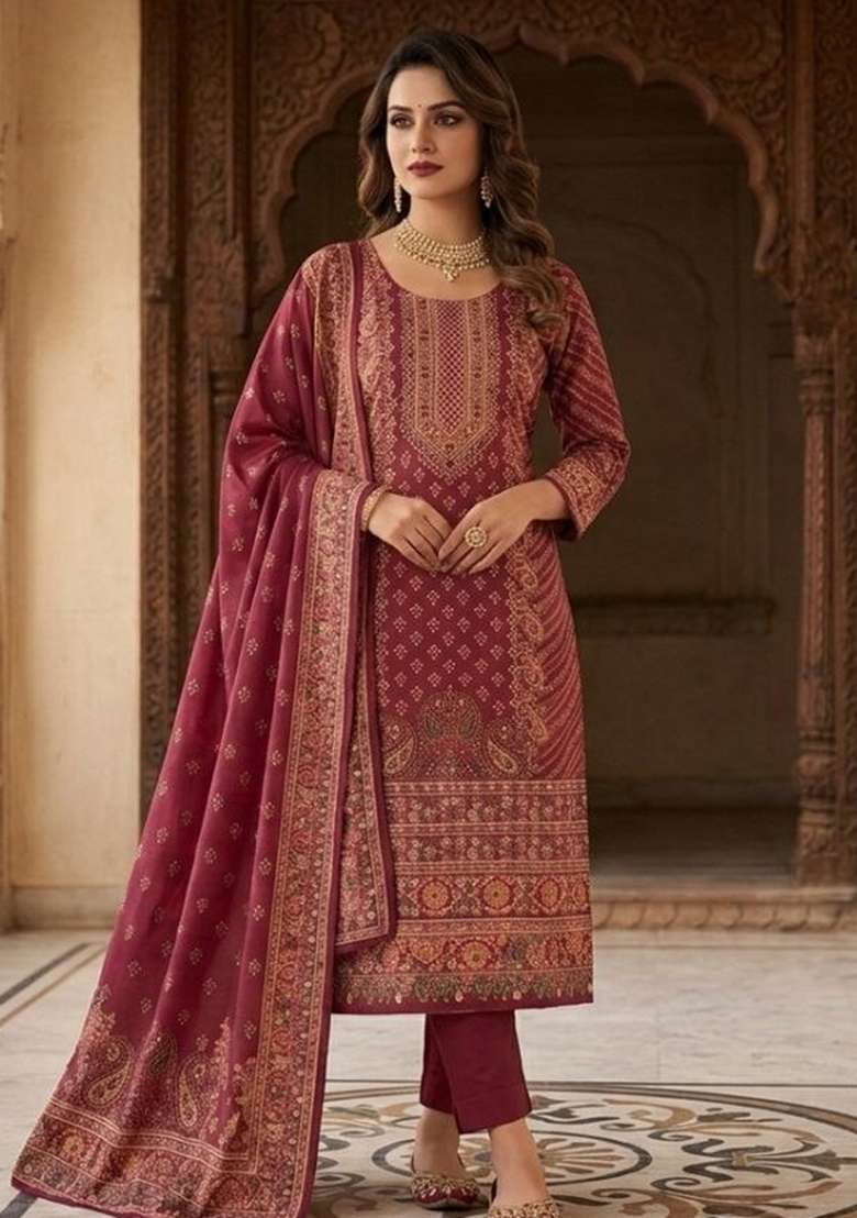 Pink Embroidery Muslin Kurta Set - Indya