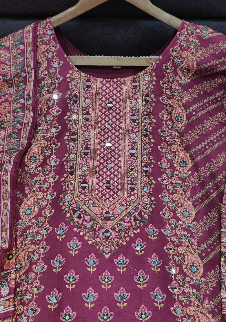 Pink Embroidery Muslin Kurta Set - Indya