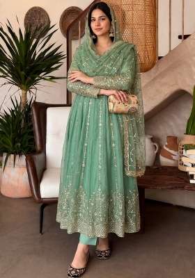 Pista Embroidery Silk Gown Set