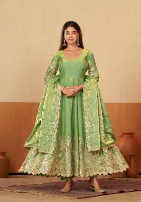 Pista Embroidery Silk Gown Set