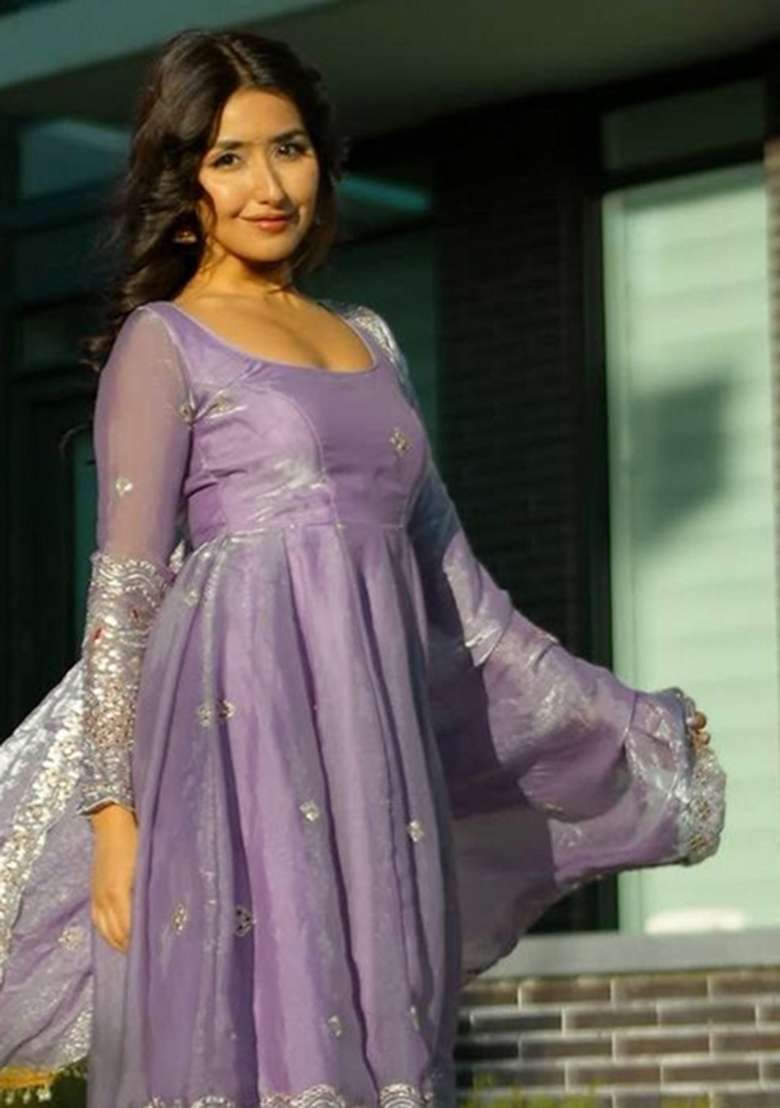 Grey Embroidery Silk Gown Set - Indya