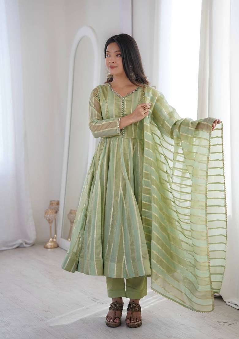 Pista Embroidery Viscose Gown Set - Indya