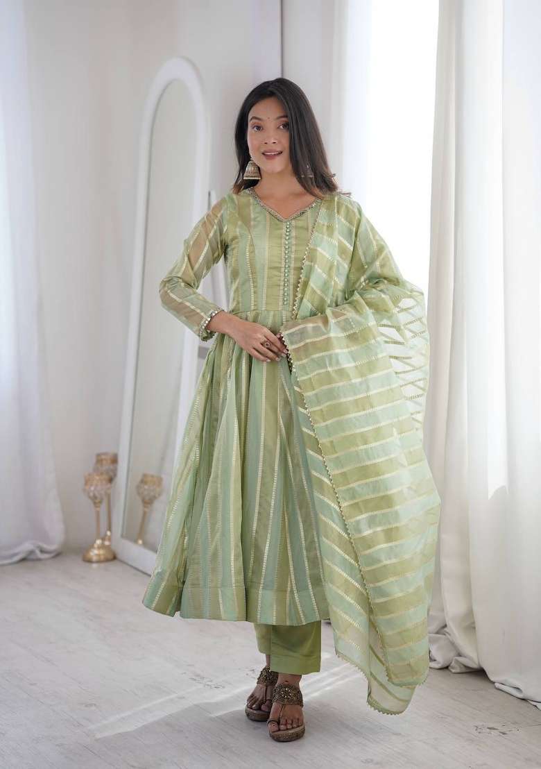 Pista Embroidery Viscose Gown Set - Indya