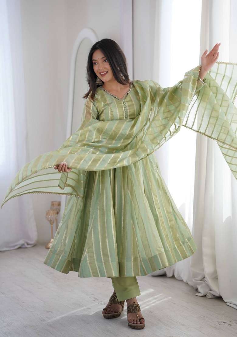Pista Embroidery Viscose Gown Set - Indya